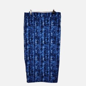Ripskirt Hawaii Skirt Medium Blue Maxi Length 4 Wrap Floral Hawaiian Tropical